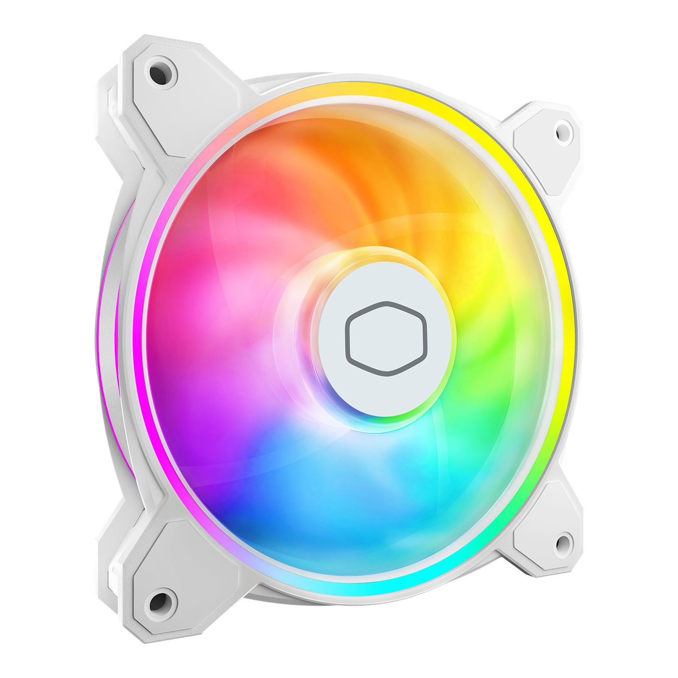 A large main feature product image of EX-DEMO Cooler Master MF120 Halo 2 - 120mm ARGB PWM Fan (White)