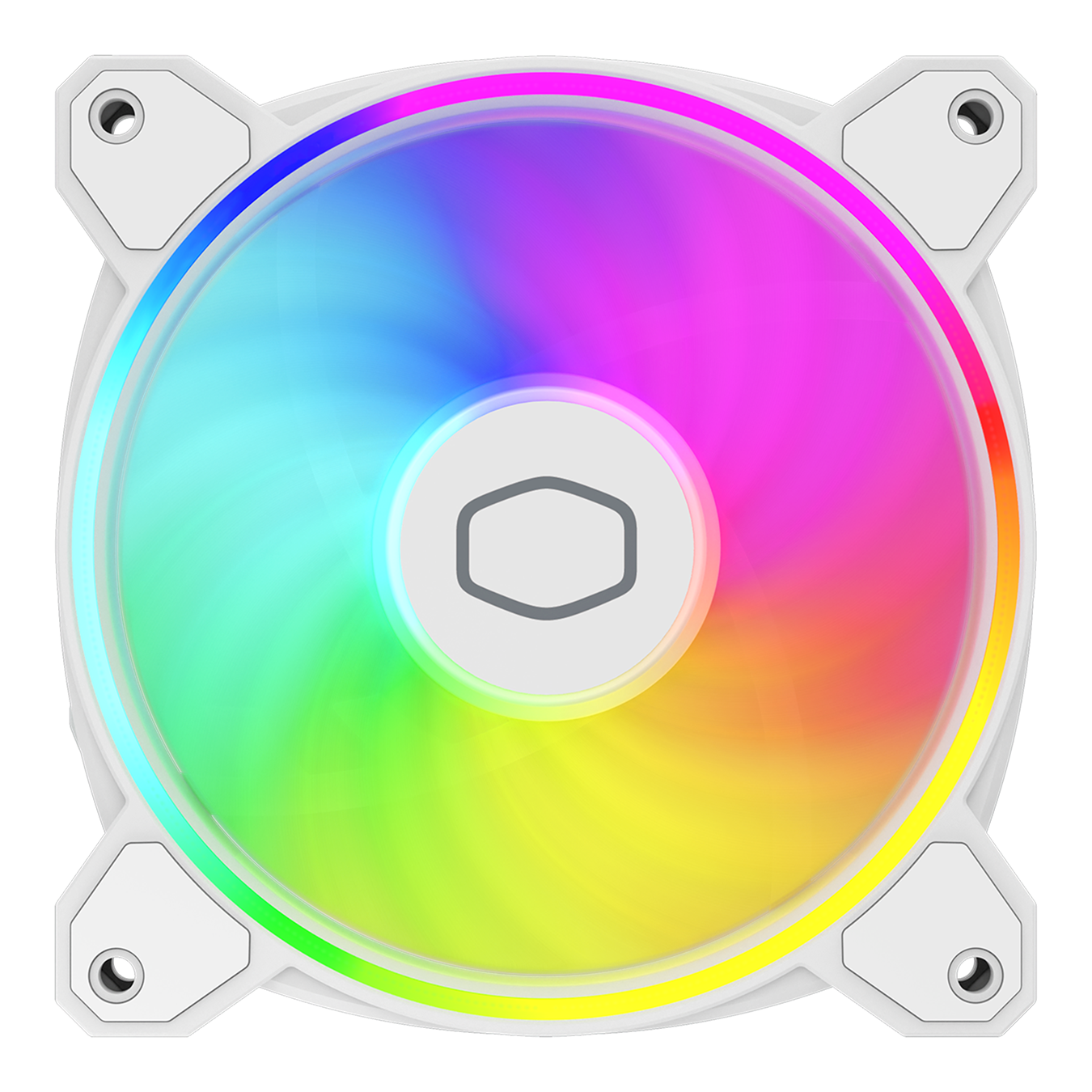 A large main feature product image of EX-DEMO Cooler Master MF120 Halo 2 - 120mm ARGB PWM Fan (White)