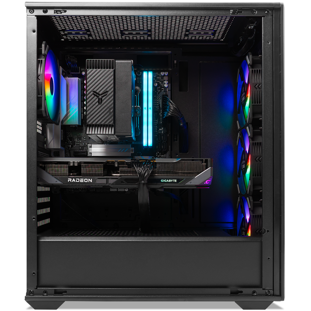 A large main feature product image of PLE Rapid RX 9070 Prebuilt Ready To Go Gaming PC