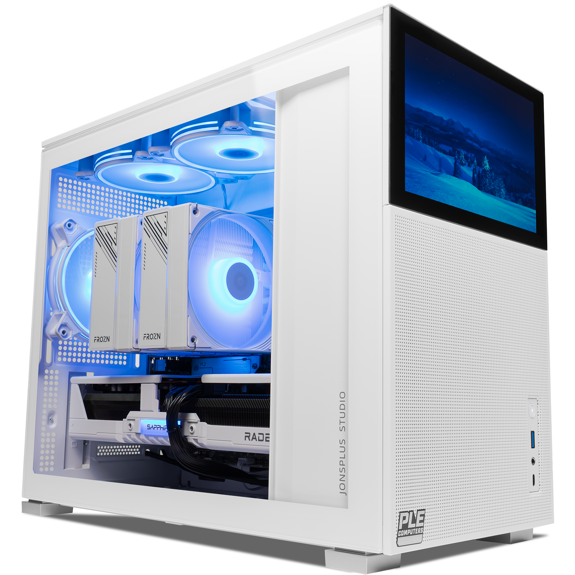 A large main feature product image of PLE Polar RX 9070 XT Prebuild Ready To Go Gaming PC