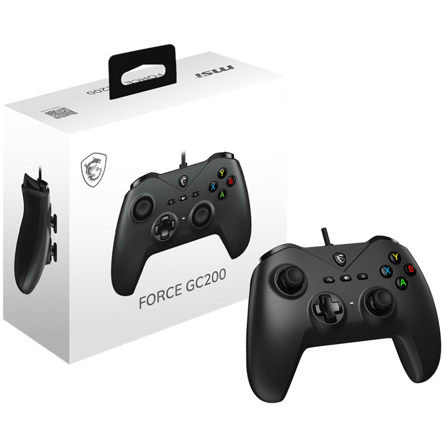 A large main feature product image of MSI Force GC200 Wired Controller - Black