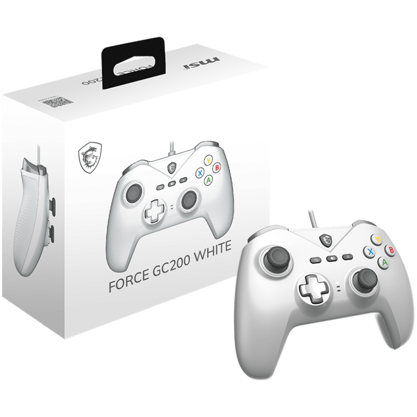 A large main feature product image of MSI Force GC200 Wired Controller - White