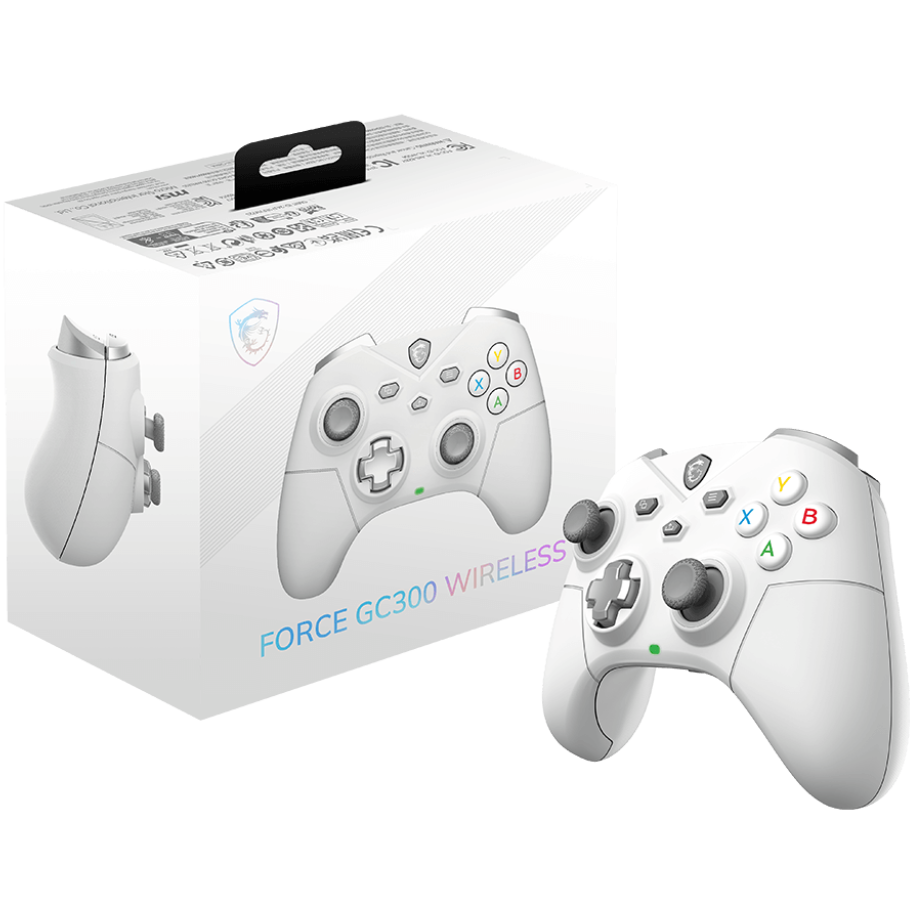 A large main feature product image of MSI Force GC300 Wireless Gaming Controller - White
