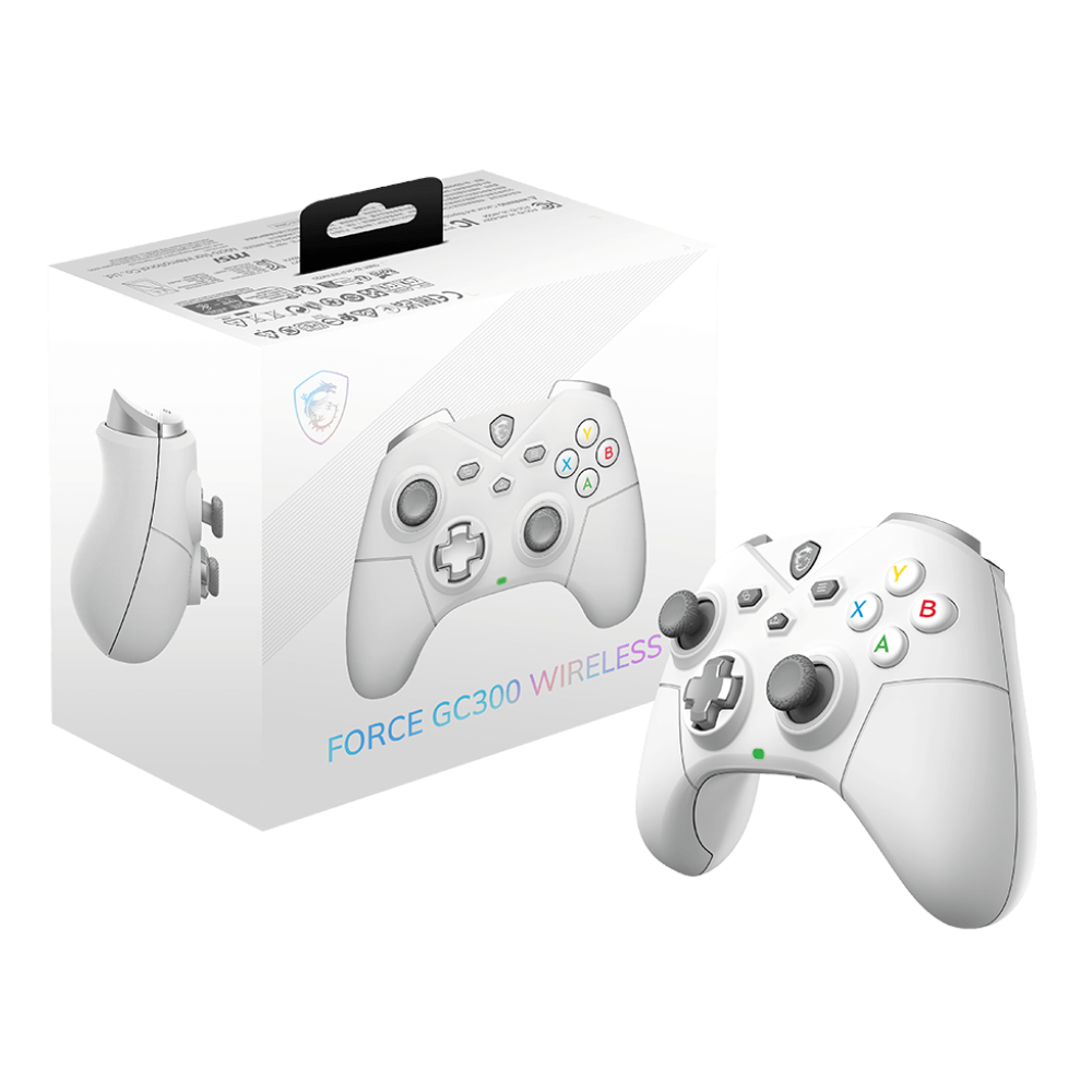 A large main feature product image of MSI Force GC300 Wireless Gaming Controller - White