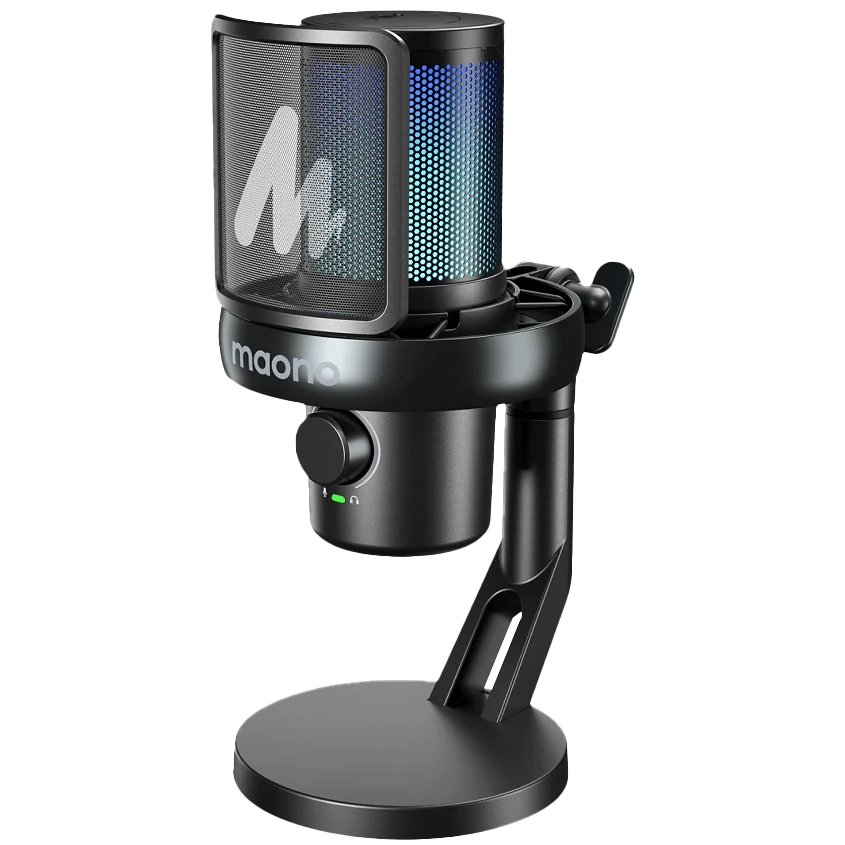 A large main feature product image of MAONO DM40 Pro USB/Wireless Gaming Desktop Microphone (Black)