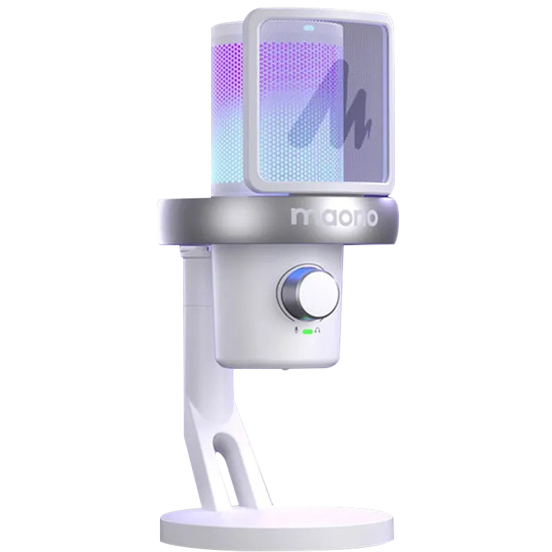 A large main feature product image of MAONO DM40 Pro USB/Wireless Gaming Desktop Microphone (White)