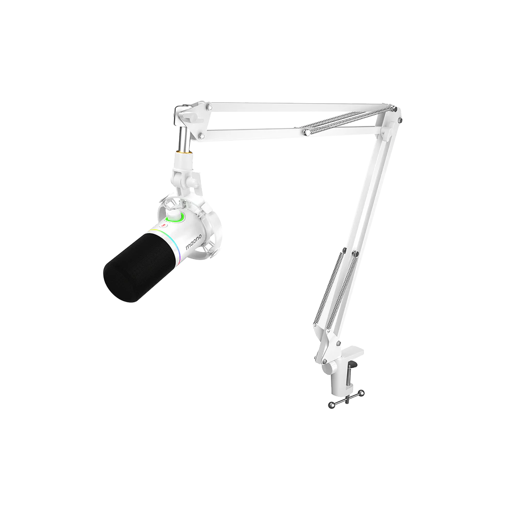 A large main feature product image of MAONO PD200XS USB/XLR Dynamic Microphone Set with Boom Arm (White)