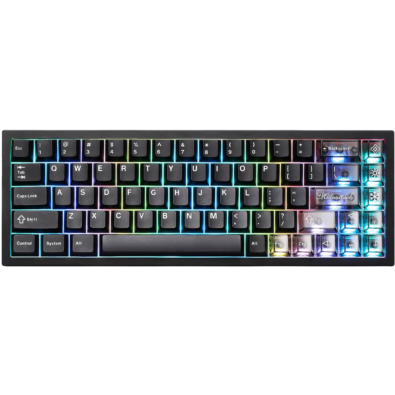 A large main feature product image of YUNZII AL65 QMK/VIA Tri-Mode Hot-Swap Hollow Pattern Aluminium Mechanical Keyboard - Black (Milk V2 Switch)