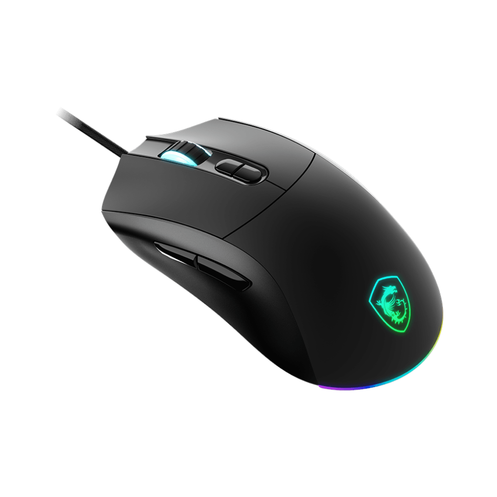 A large main feature product image of MSI Forge GM320 Gaming Mouse