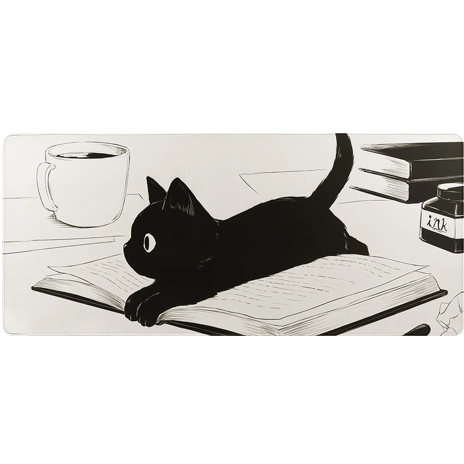 A large main feature product image of YUNZII Keynovo Desk Mat Cat Mousepad (Book Cat)