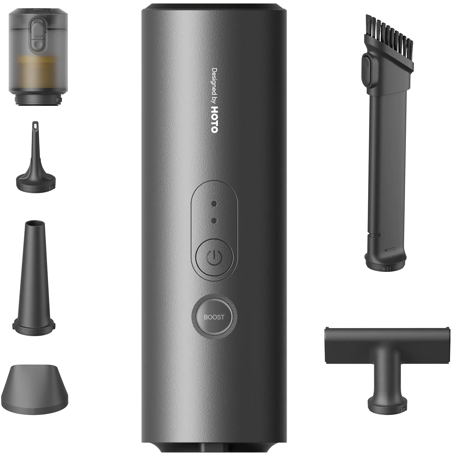 A large main feature product image of HOTO AutoCare Air Duster & Vacuum with 5 Accessory Kit