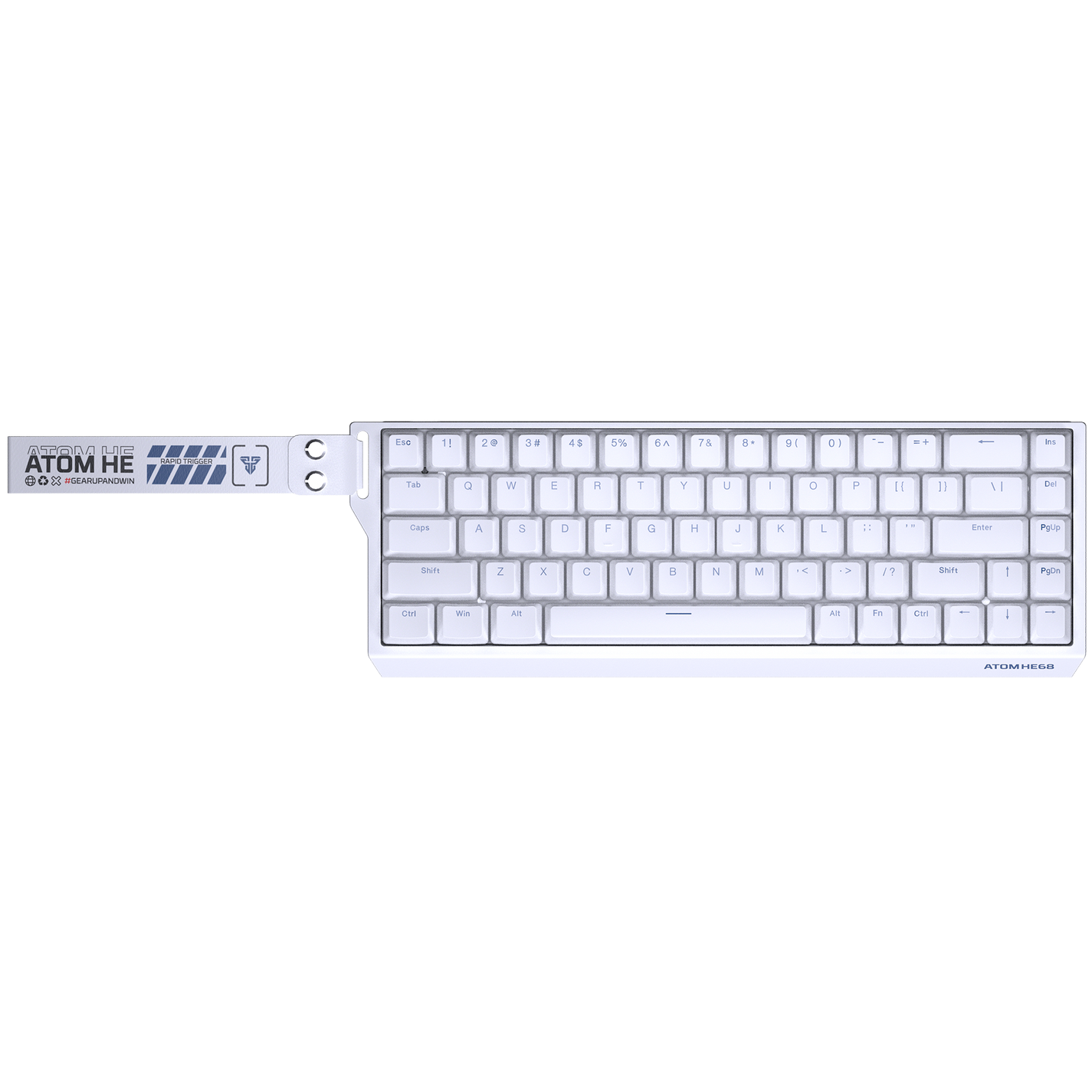 A large main feature product image of Fantech ATOM HE68 8K Wired Magnetic Hall Effect Keyboard - White (Magnetic Emerald Switch)