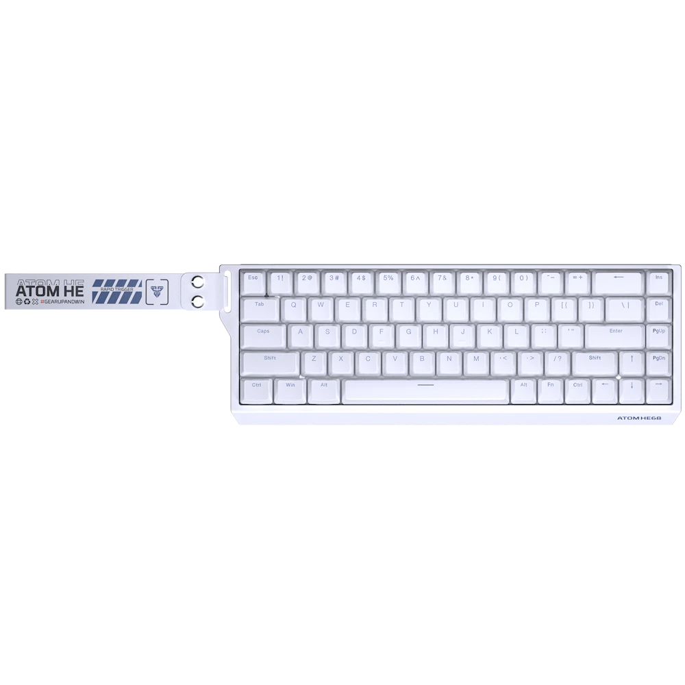 A large main feature product image of Fantech ATOM HE68 8K Wired Magnetic Hall Effect Keyboard - White (Magnetic Emerald Switch)