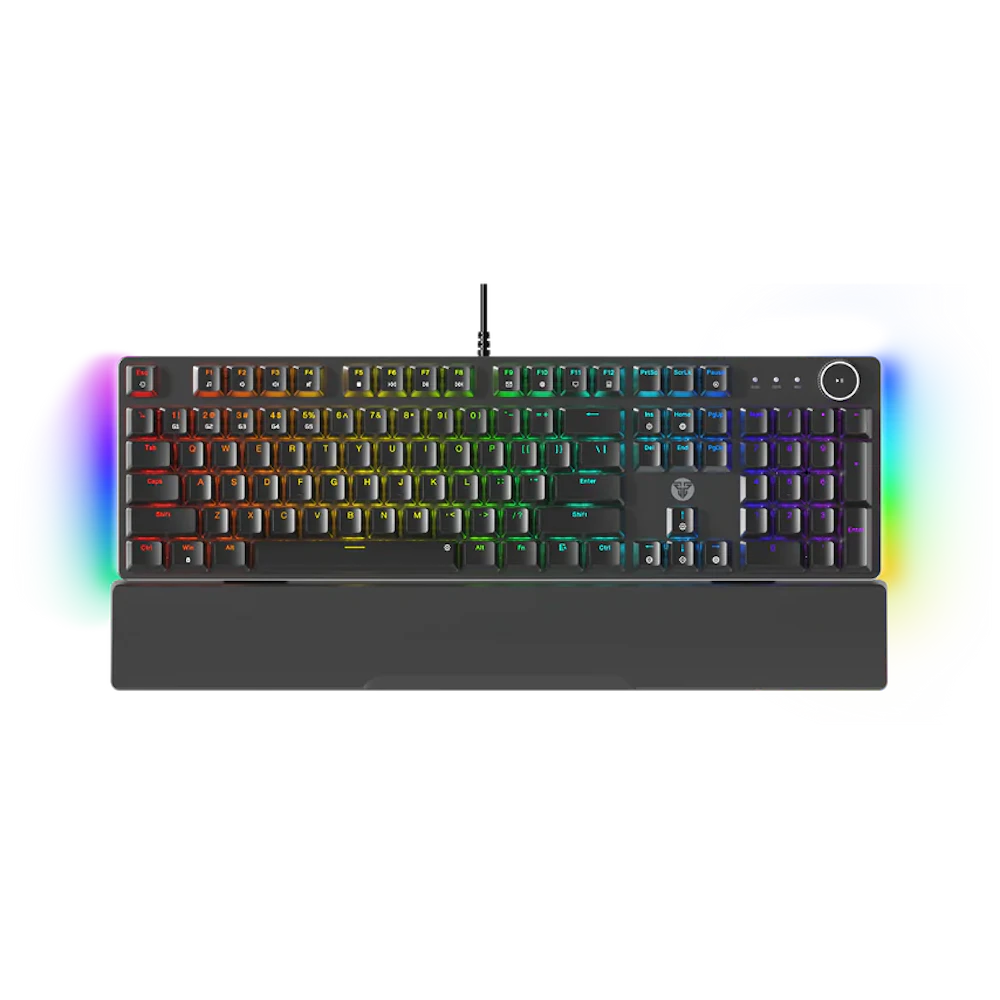 A large main feature product image of Fantech MAXPOWER II Wired Hot-Swap RGB Backlight Mechanical Keyboard with Wrist Rest - Black (Lemon Zest Switch)