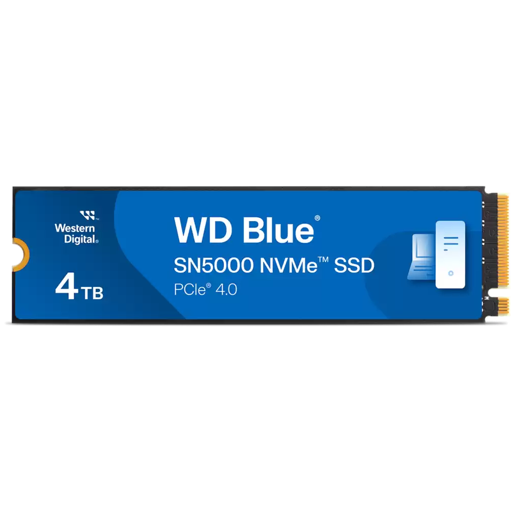 A large main feature product image of EX-DEMO WD Blue SN5000 PCIe Gen4 NVMe M.2 SSD - 4TB