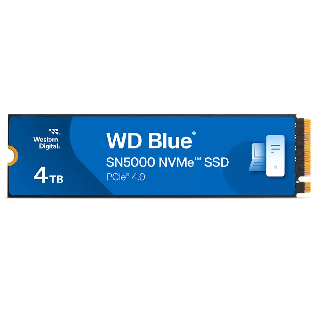 A large main feature product image of EX-DEMO WD Blue SN5000 PCIe Gen4 NVMe M.2 SSD - 4TB