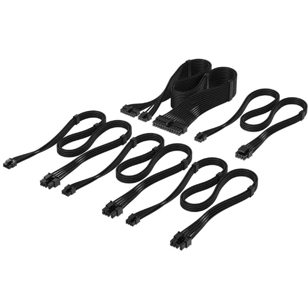 A large main feature product image of Corsair Elite Premium Individually Sleeved Type-4 PSU Cables Starter Kit (Black)