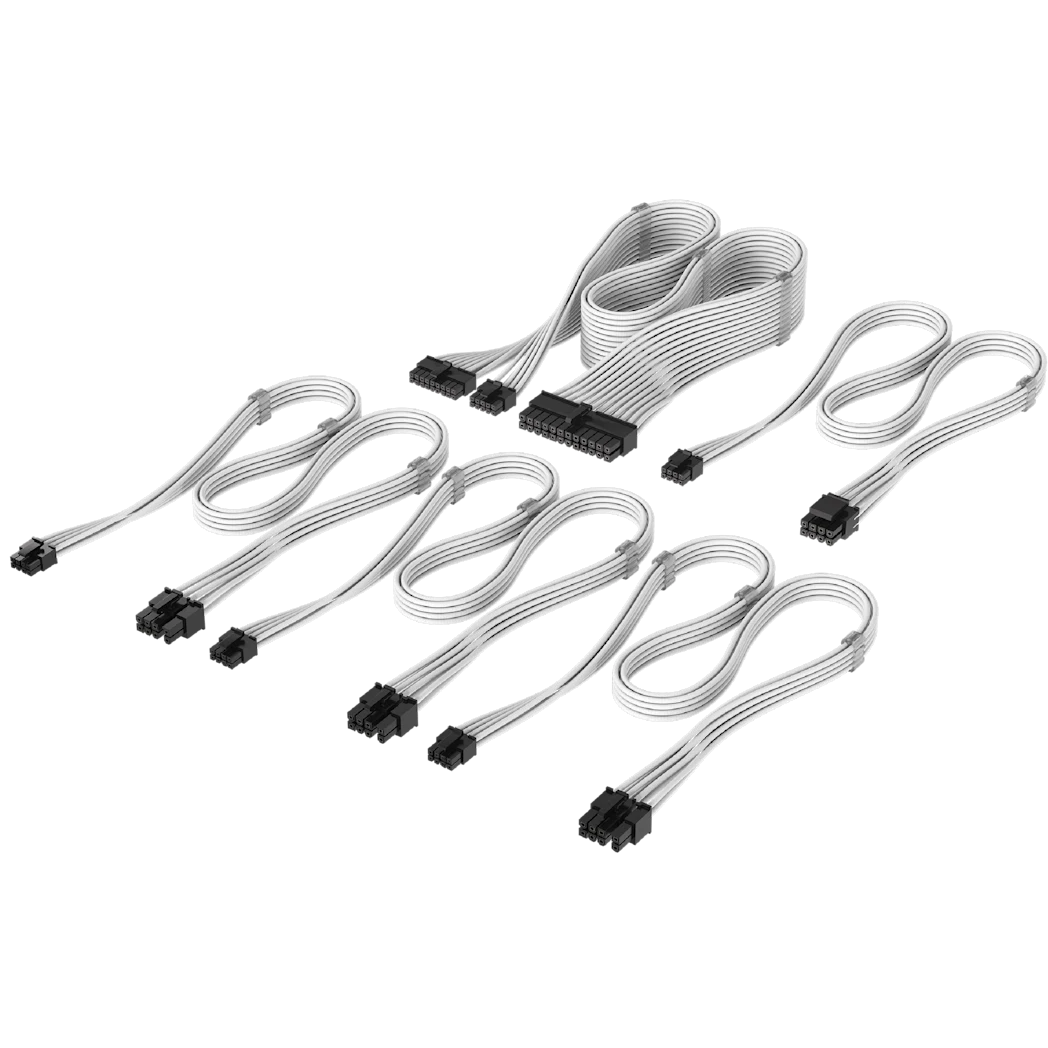 A large main feature product image of Corsair Elite Premium Individually Sleeved Type-4 PSU Cables Starter Kit (White)