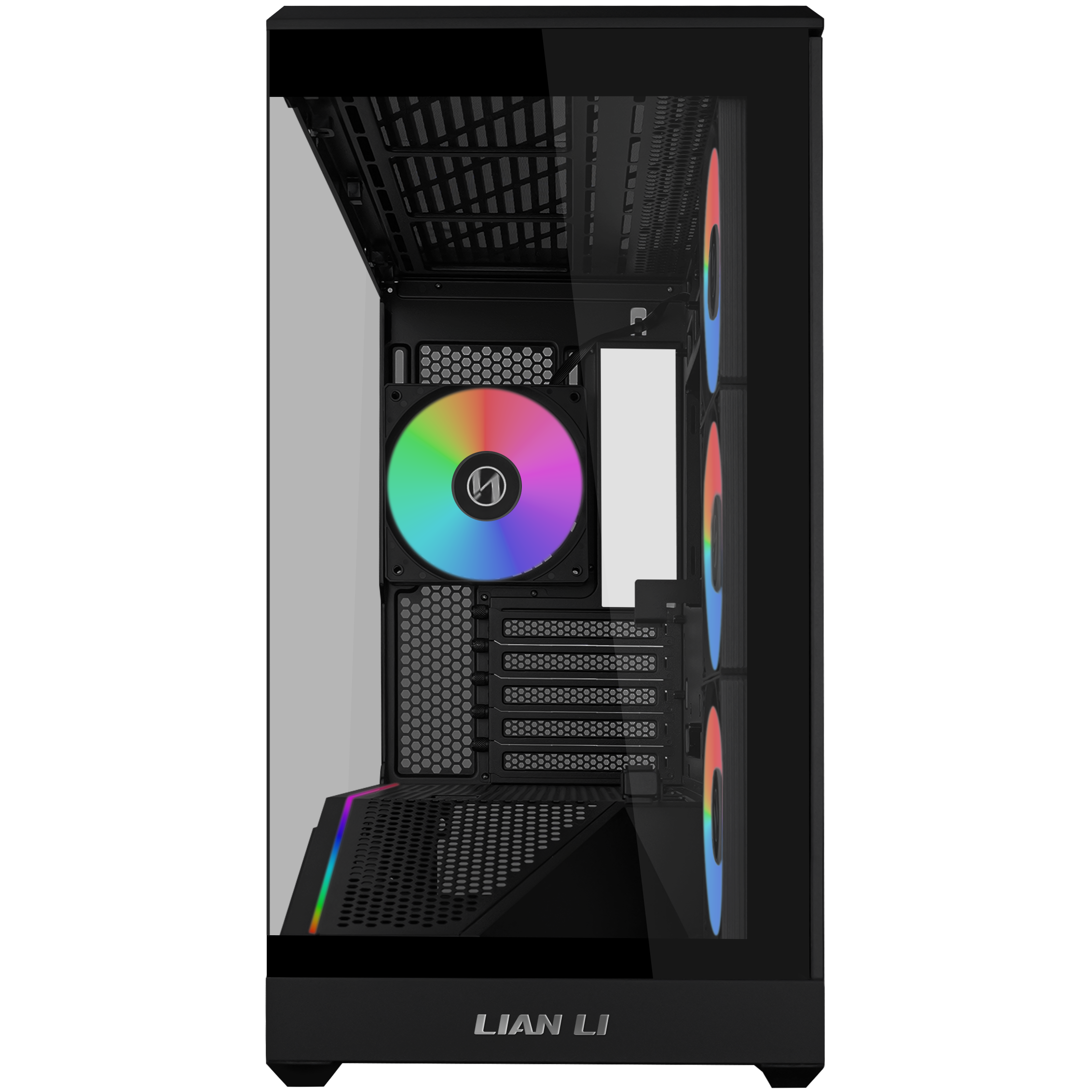 A large main feature product image of Lian Li Vector V100R Mini RGB Glass Micro Tower Case (Black)