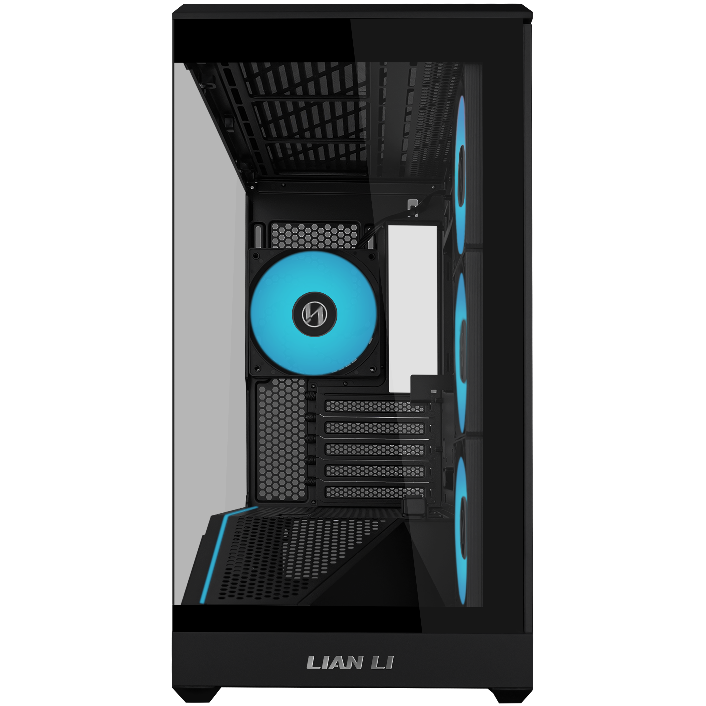 A large main feature product image of Lian Li Vector V100R Mini RGB Glass Micro Tower Case (Black)