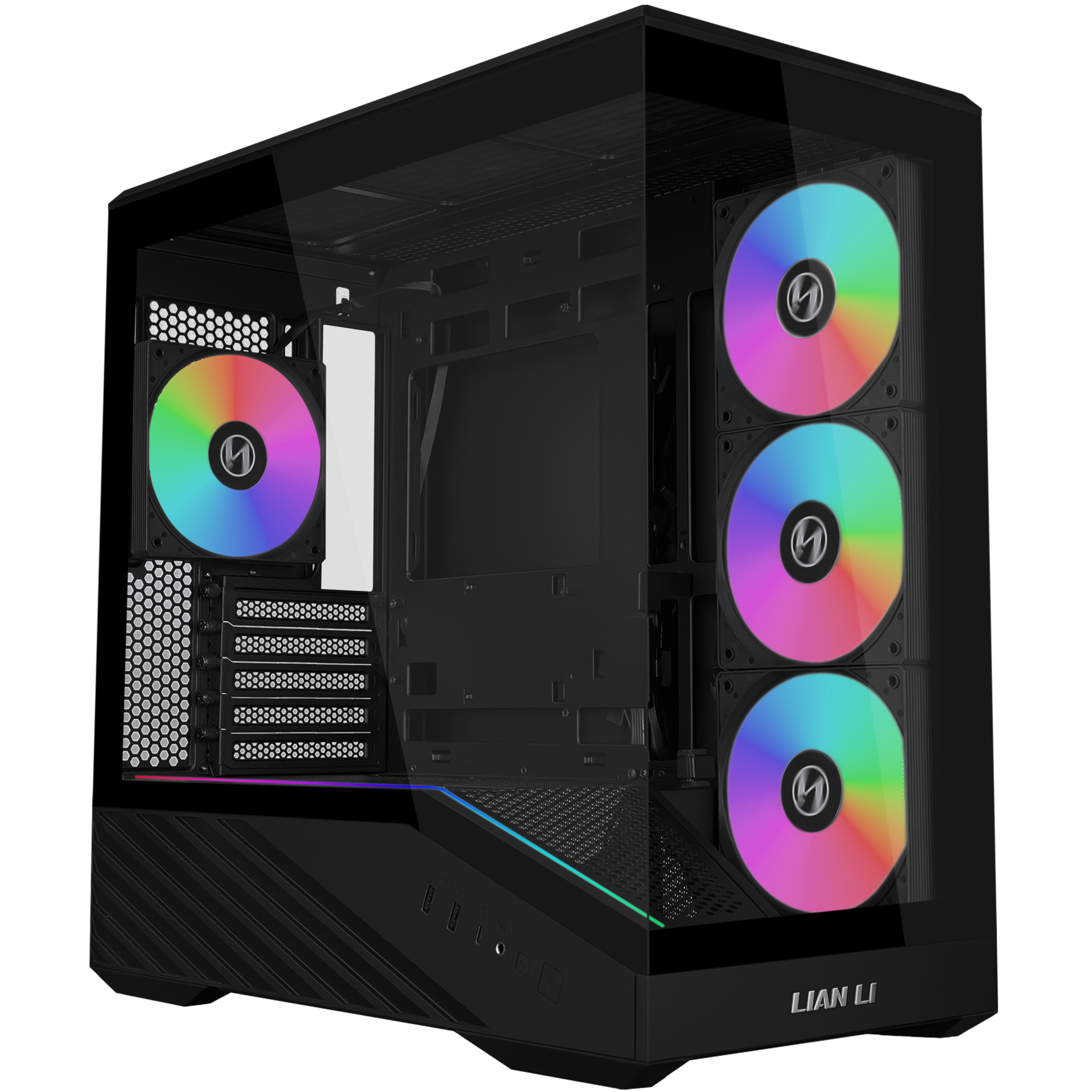 A large main feature product image of Lian Li Vector V100R Mini RGB Glass Micro Tower Case (Black)