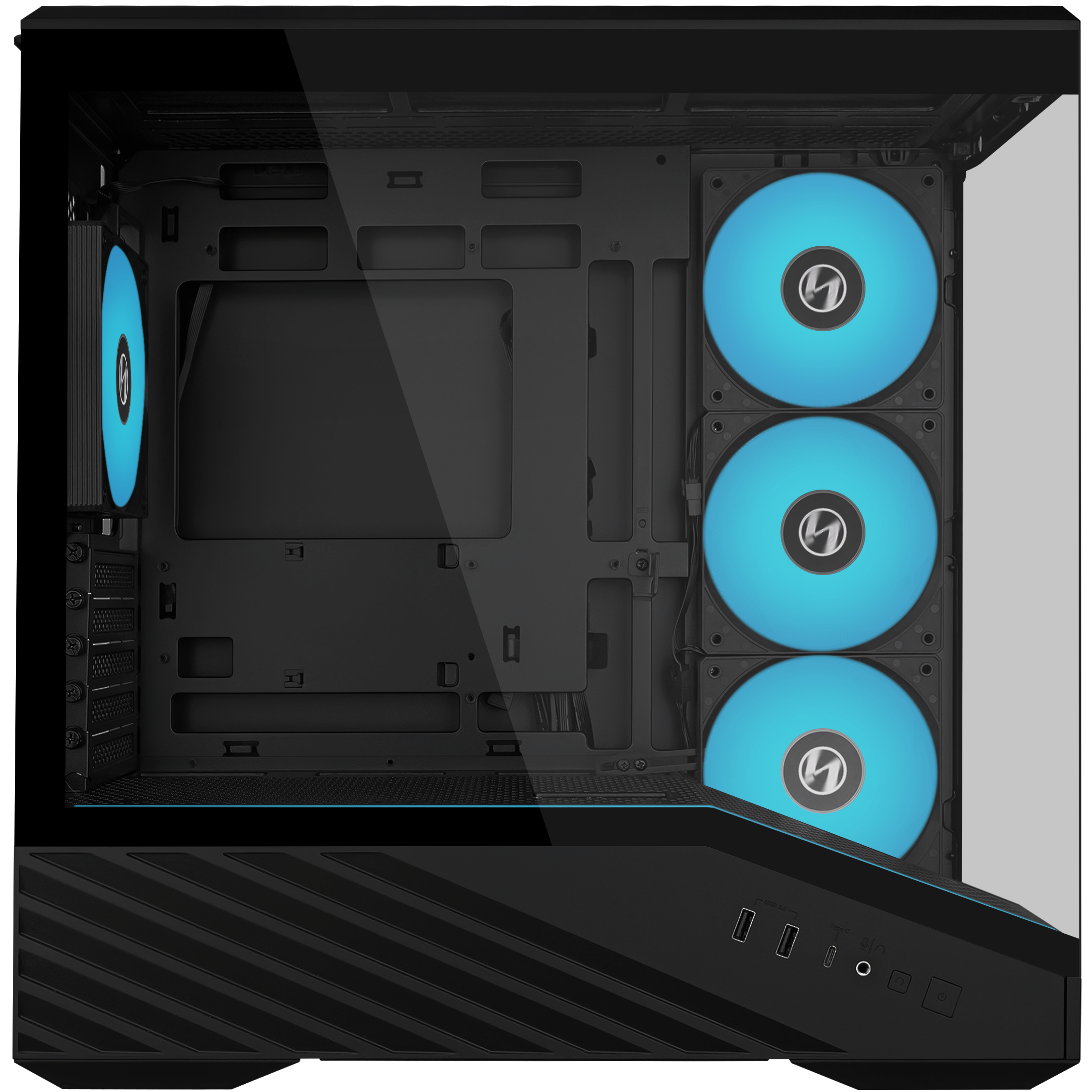 A large main feature product image of Lian Li Vector V100R Mini RGB Glass Micro Tower Case (Black)