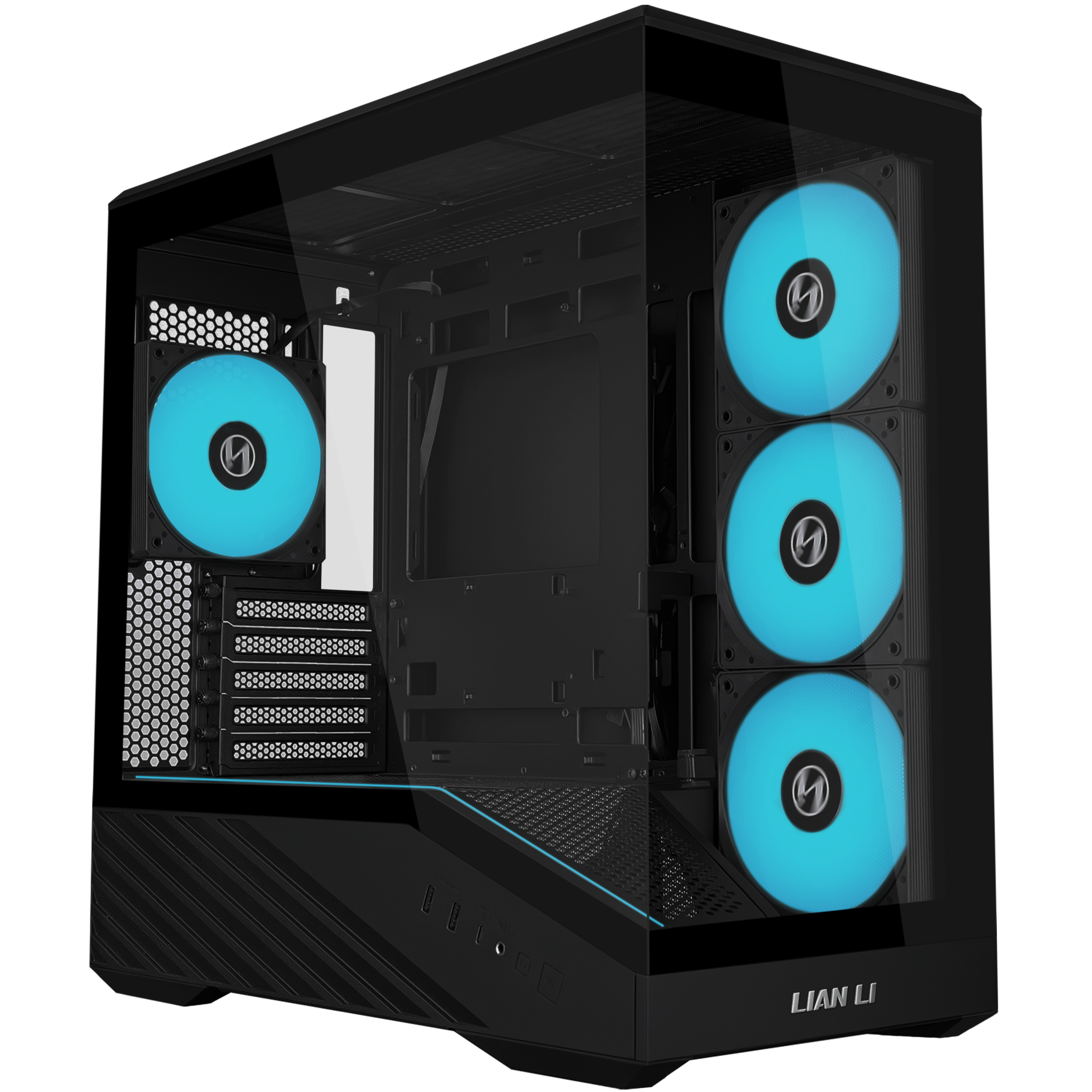 A large main feature product image of Lian Li Vector V100R Mini RGB Glass Micro Tower Case (Black)