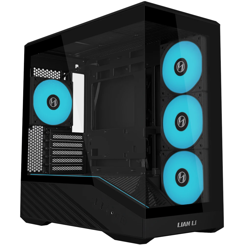 A large main feature product image of Lian Li Vector V100R Mini RGB Glass Micro Tower Case (Black)