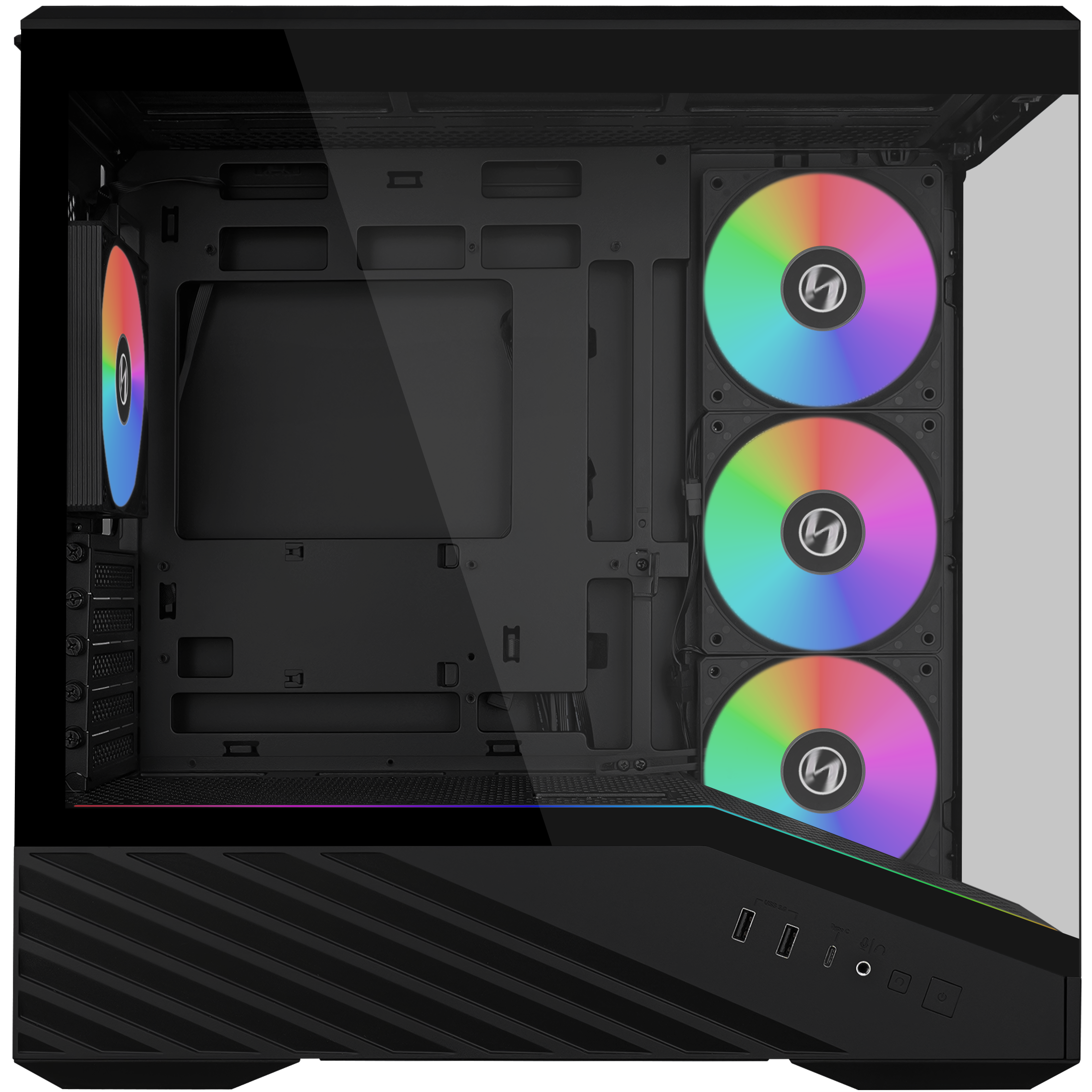 A large main feature product image of Lian Li Vector V100R Mini RGB Glass Micro Tower Case (Black)