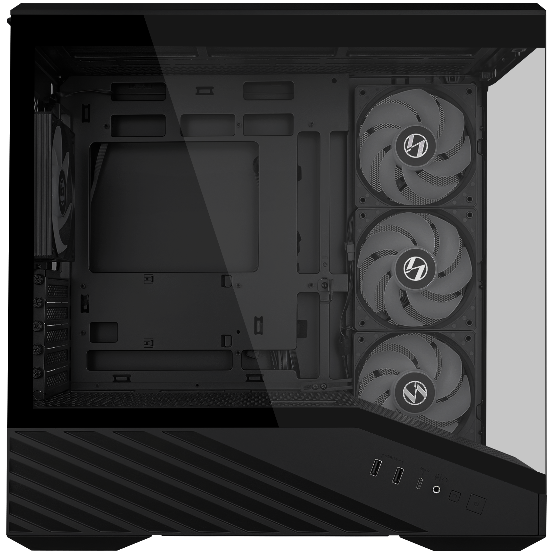 A large main feature product image of Lian Li Vector V100R Mini RGB Glass Micro Tower Case (Black)