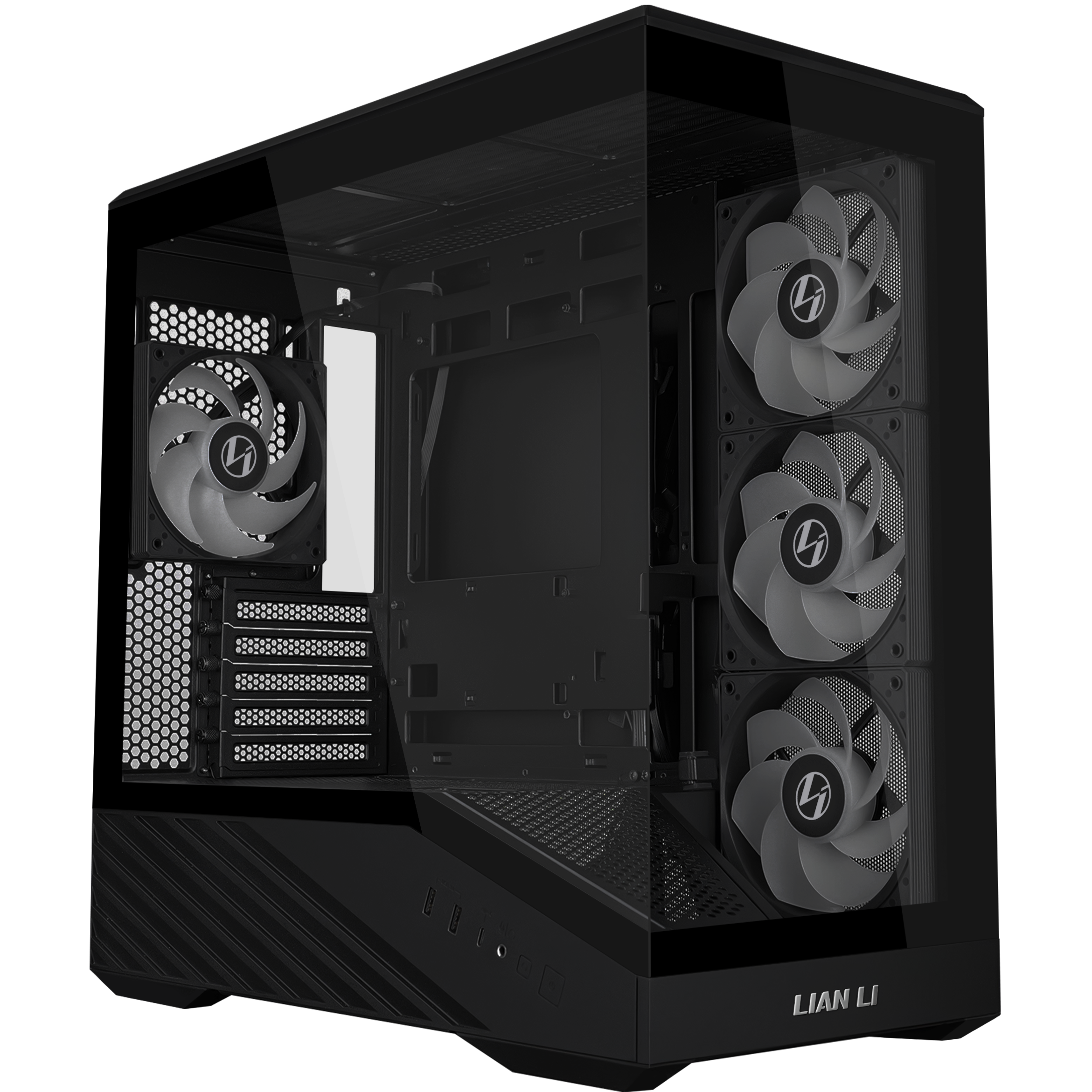 A large main feature product image of Lian Li Vector V100R Mini RGB Glass Micro Tower Case (Black)