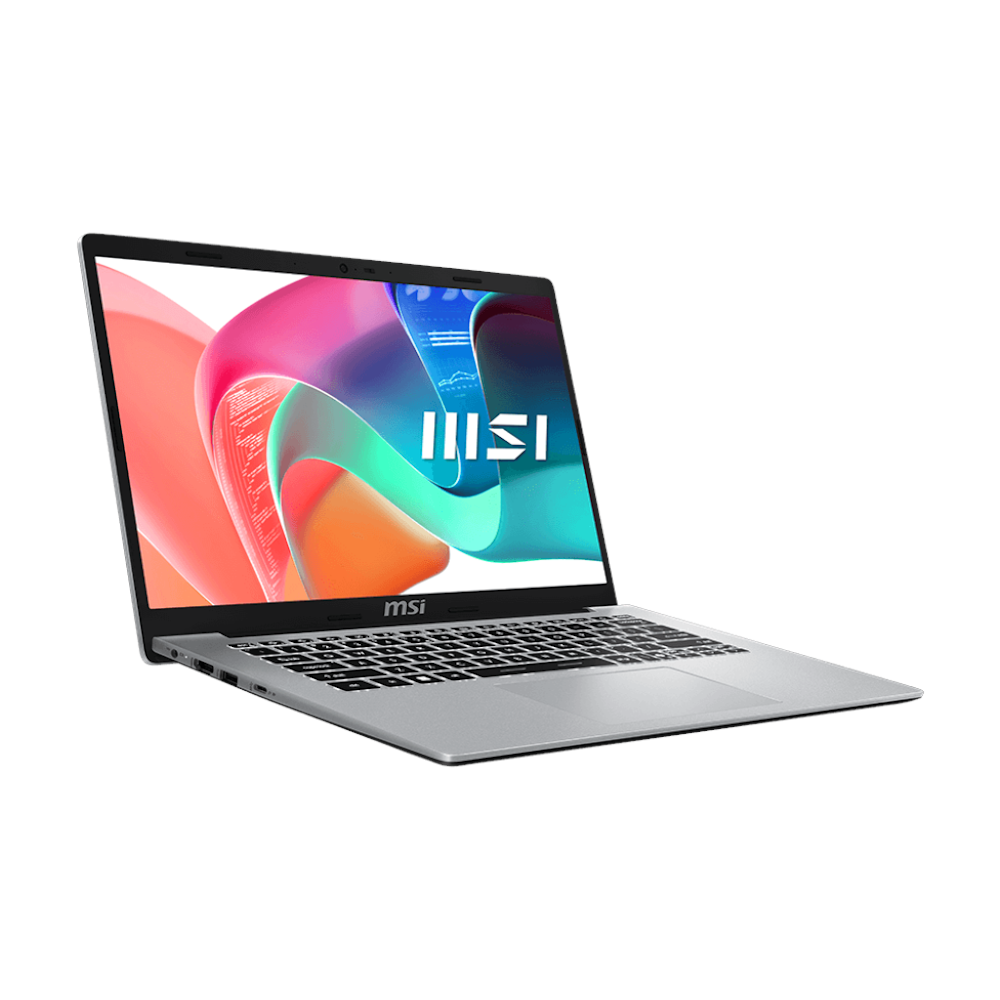 A large main feature product image of EX-DEMO MSI Modern 14 (F13M) - 14" i5-1334U, 16GB/512GB - Win 11 Notebook (Silver)