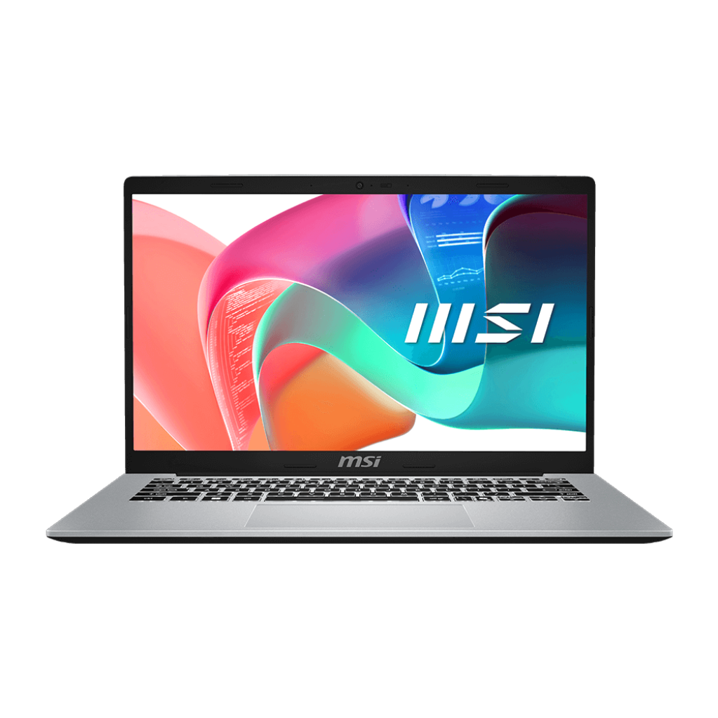 A large main feature product image of EX-DEMO MSI Modern 14 (F13M) - 14" i5-1334U, 16GB/512GB - Win 11 Notebook (Silver)