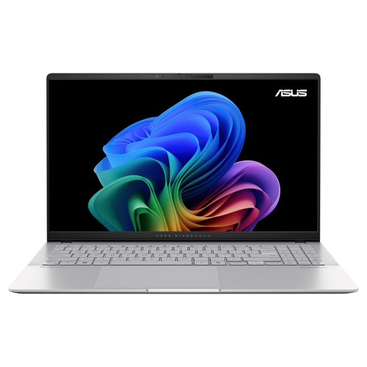 A large main feature product image of EX-DEMO ASUS Vivobook S 15 (S5507) - 15.6" 120Hz 3K OLED, Snapdragon X Elite, 32GB/1TB - Win 11 Copilot+ AI Notebook