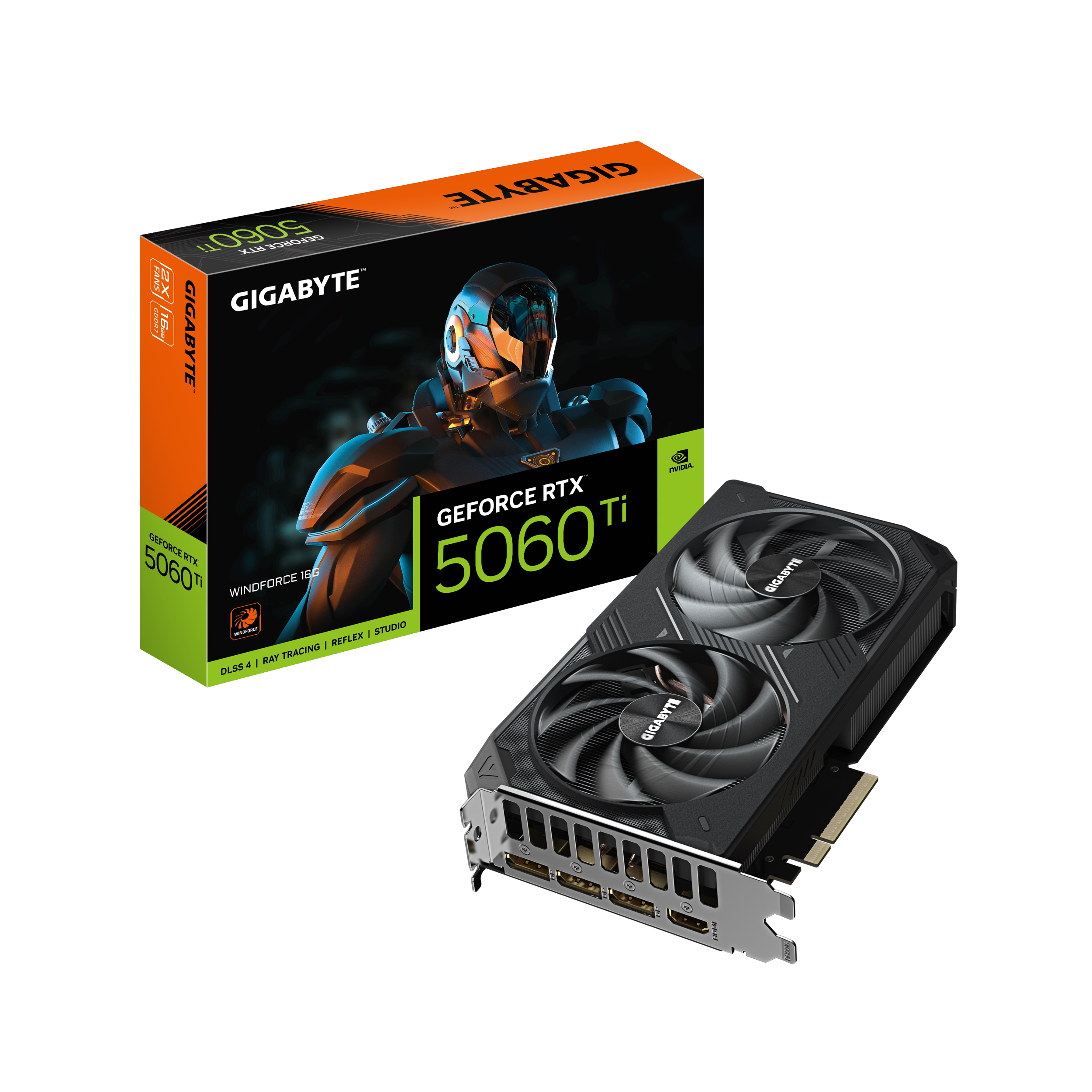 A large main feature product image of EX-DEMO Gigabyte GeForce RTX 5060 Ti Windforce 16GB GDDR7