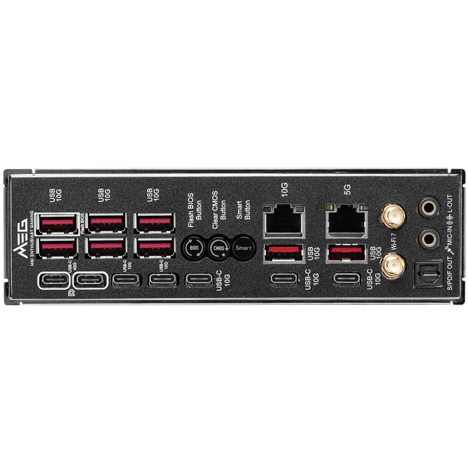 A large main feature product image of MSI MEG X870E GODLIKE AM5 eATX Desktop Motherboard