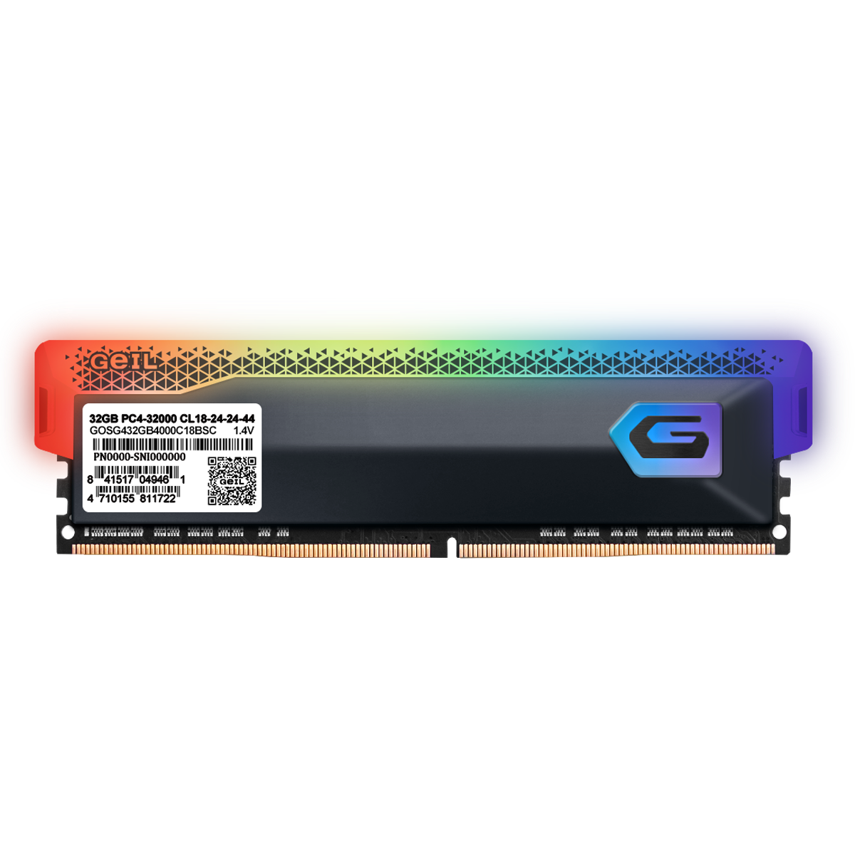 A large main feature product image of GeIL Orion RGB 8GB Single (1x8GB) DDR4-3000 C16 (Titanium Grey)