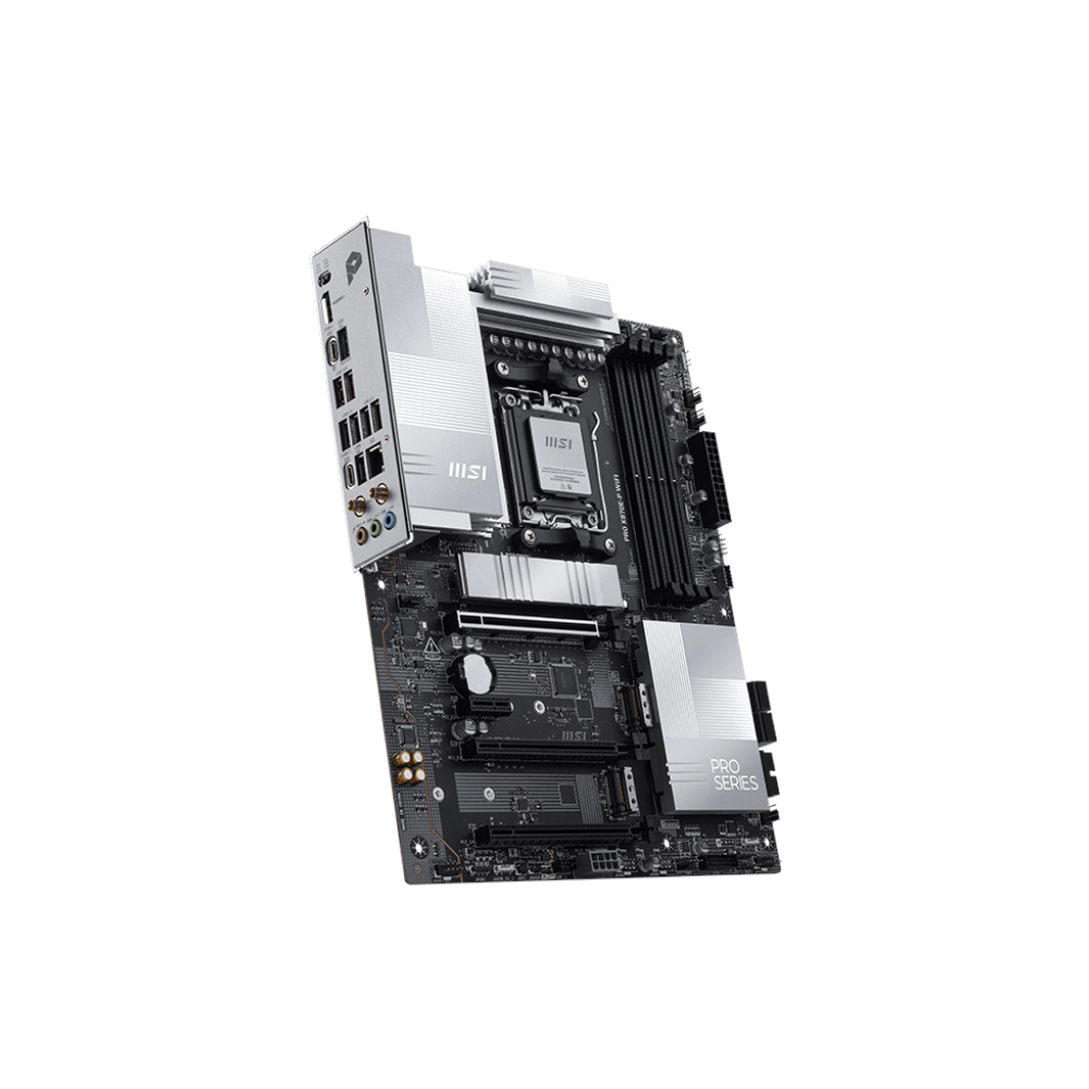 A large main feature product image of MSI PRO X870E-P WiFi AM5 ATX Desktop Motherboard