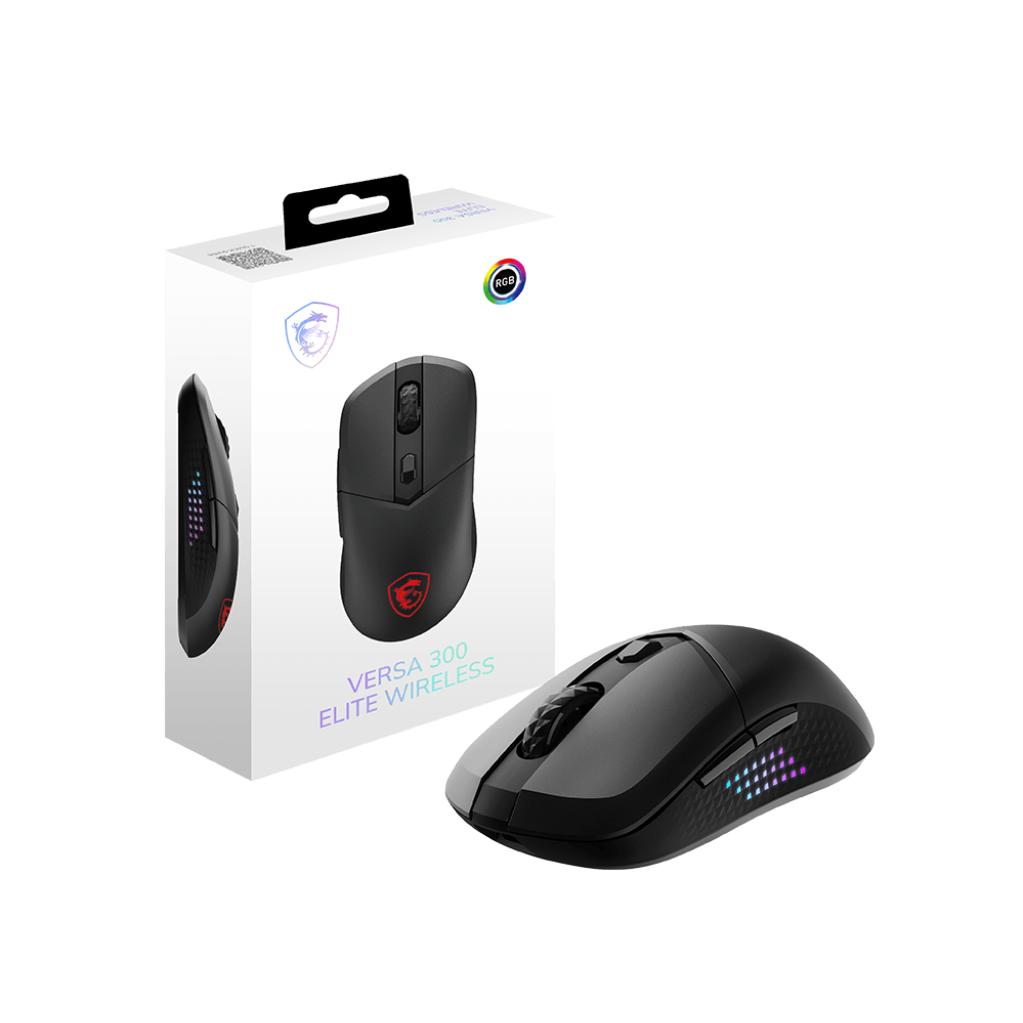 A large main feature product image of EX-DEMO MSI Versa 300 Elite Wireless Gaming Mouse