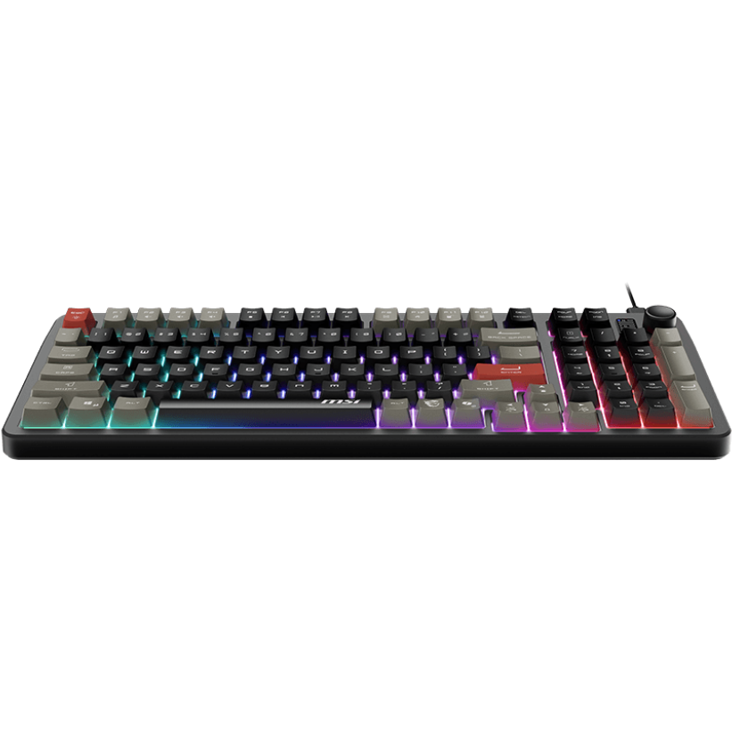 A large main feature product image of MSI Forge GK110 RGB Gaming Keyboard
