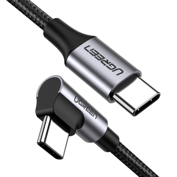 A large main feature product image of EX-DEMO UGREEN USB 2.0 Type-C to Type-C 90 Degree 60W PD Braided Cable (2m)