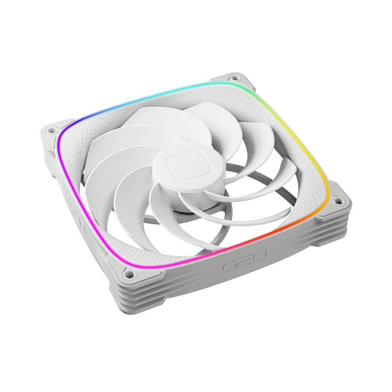 A large main feature product image of EX-DEMO Geometric Future Squama 2503R - 140mm ARGB Reverse Blade PWM Fan 3-Pack (White)