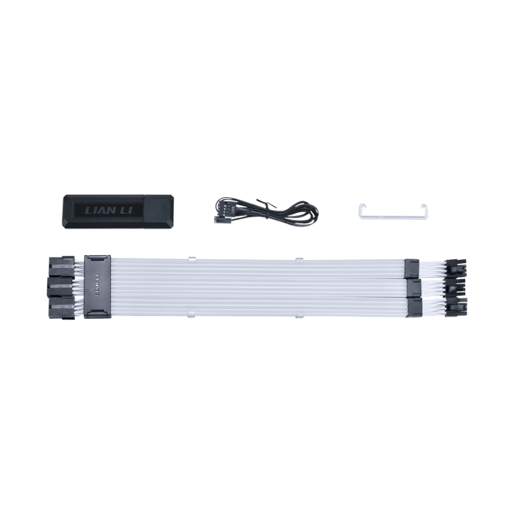 A large main feature product image of EX-DEMO Lian Li Strimer Wireless GPU 3x8-Pin PCIe ARGB LED Extension Cable