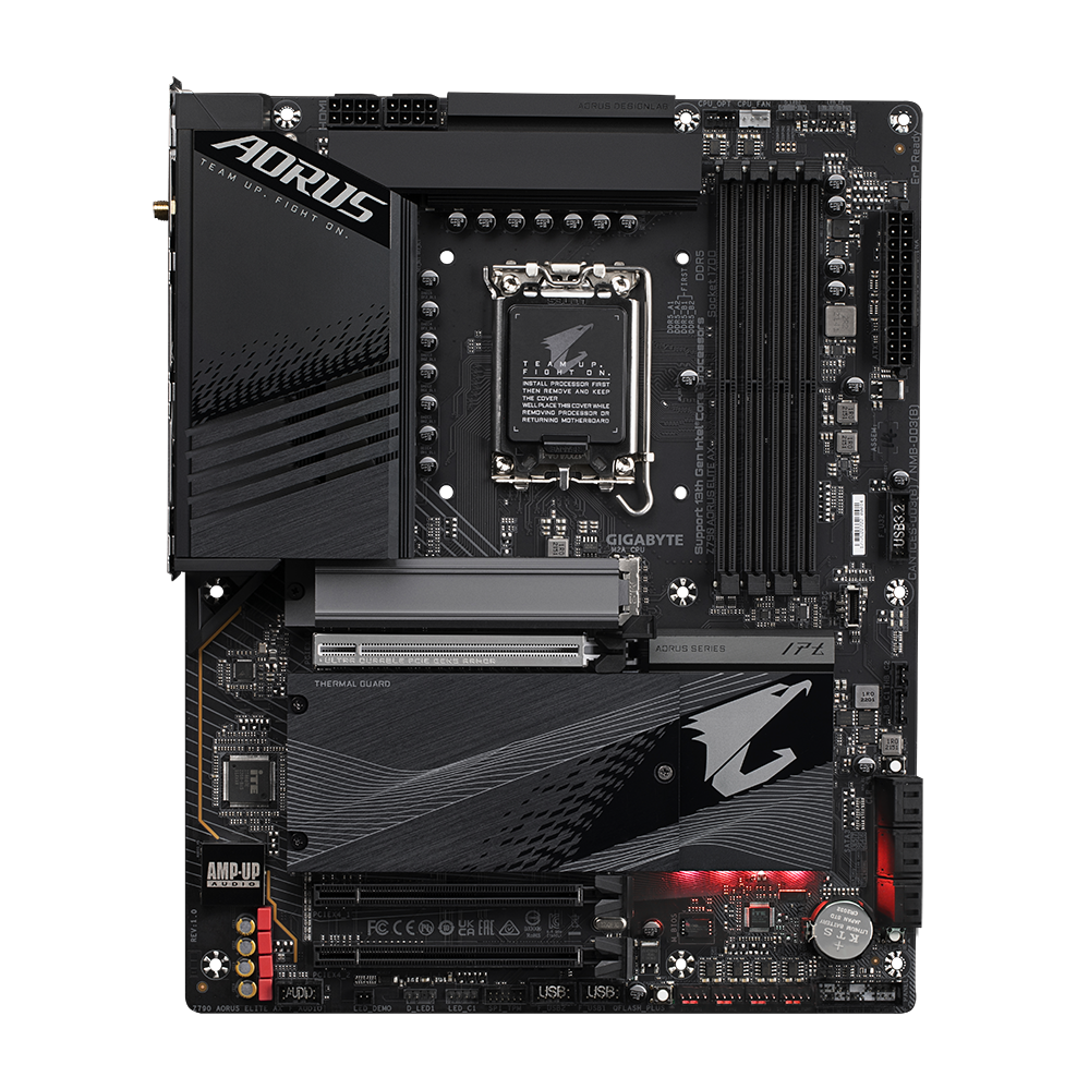 A large main feature product image of EX-DEMO Gigabyte Z790 Aorus Elite AX LGA1700 ATX Desktop Motherboard