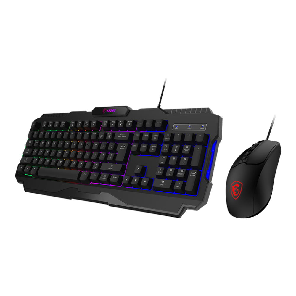 A large main feature product image of EX-DEMO MSI Forge GK100 Keyboard and Mouse Combo