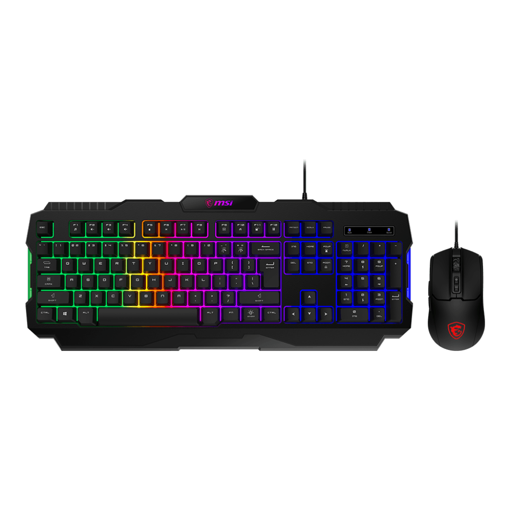 A large main feature product image of EX-DEMO MSI Forge GK100 Keyboard and Mouse Combo
