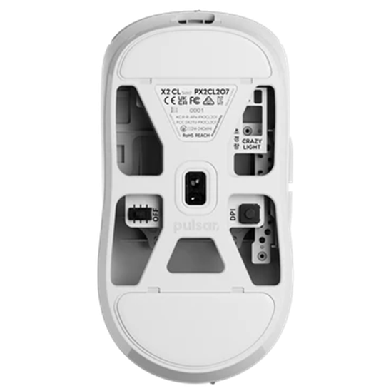 A large main feature product image of Pulsar X2 CrazyLight - 39g Medium Wireless Gaming Mouse (Uyuni White)