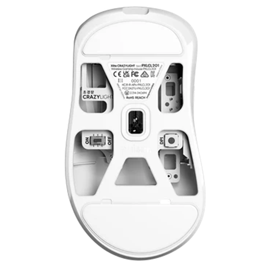 A large main feature product image of Pulsar Xlite CrazyLight - 44g Medium Wireless Gaming Mouse (Uyuni White)