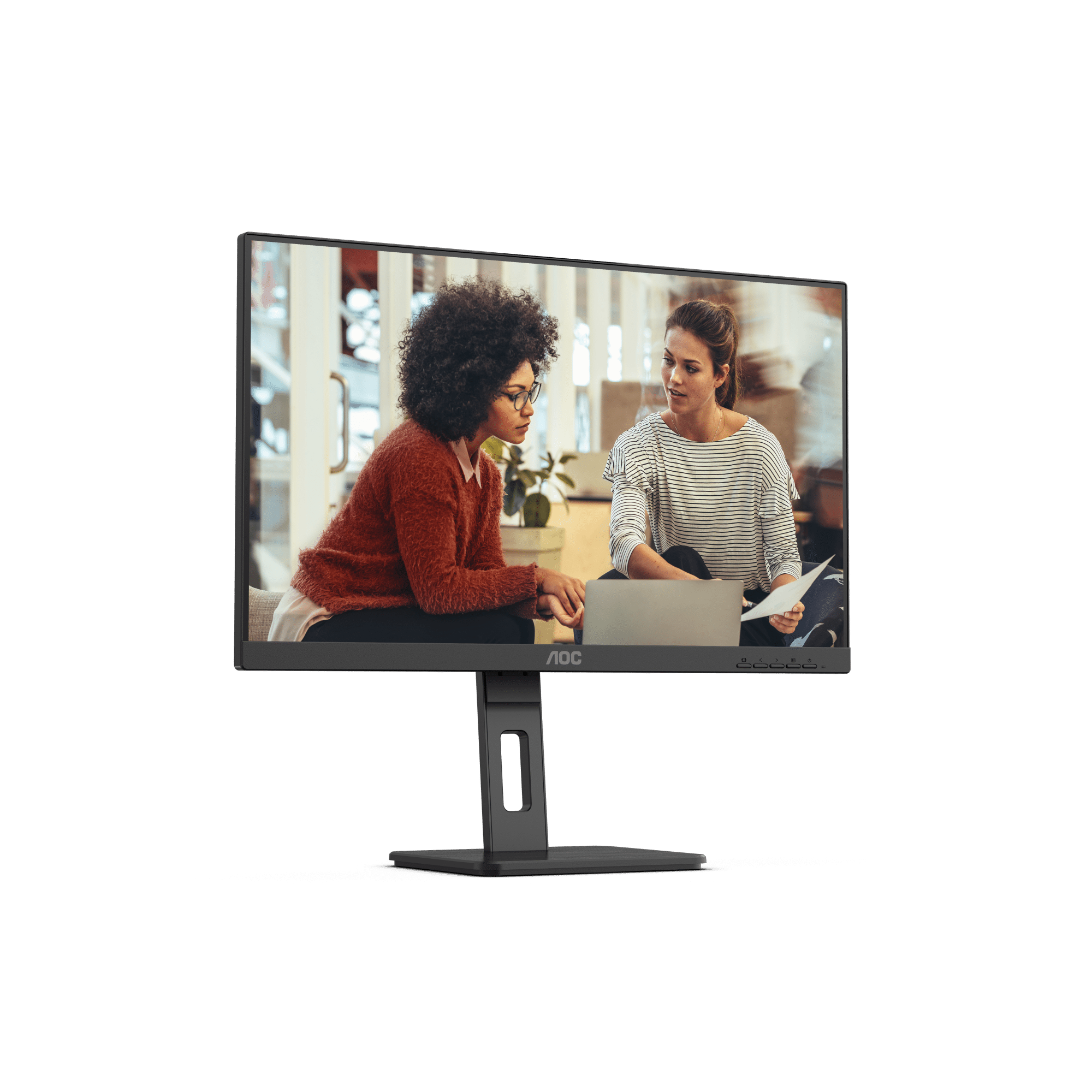 A large main feature product image of EX-DEMO AOC 24E3QAF - 24" 1080p 75Hz IPS Monitor