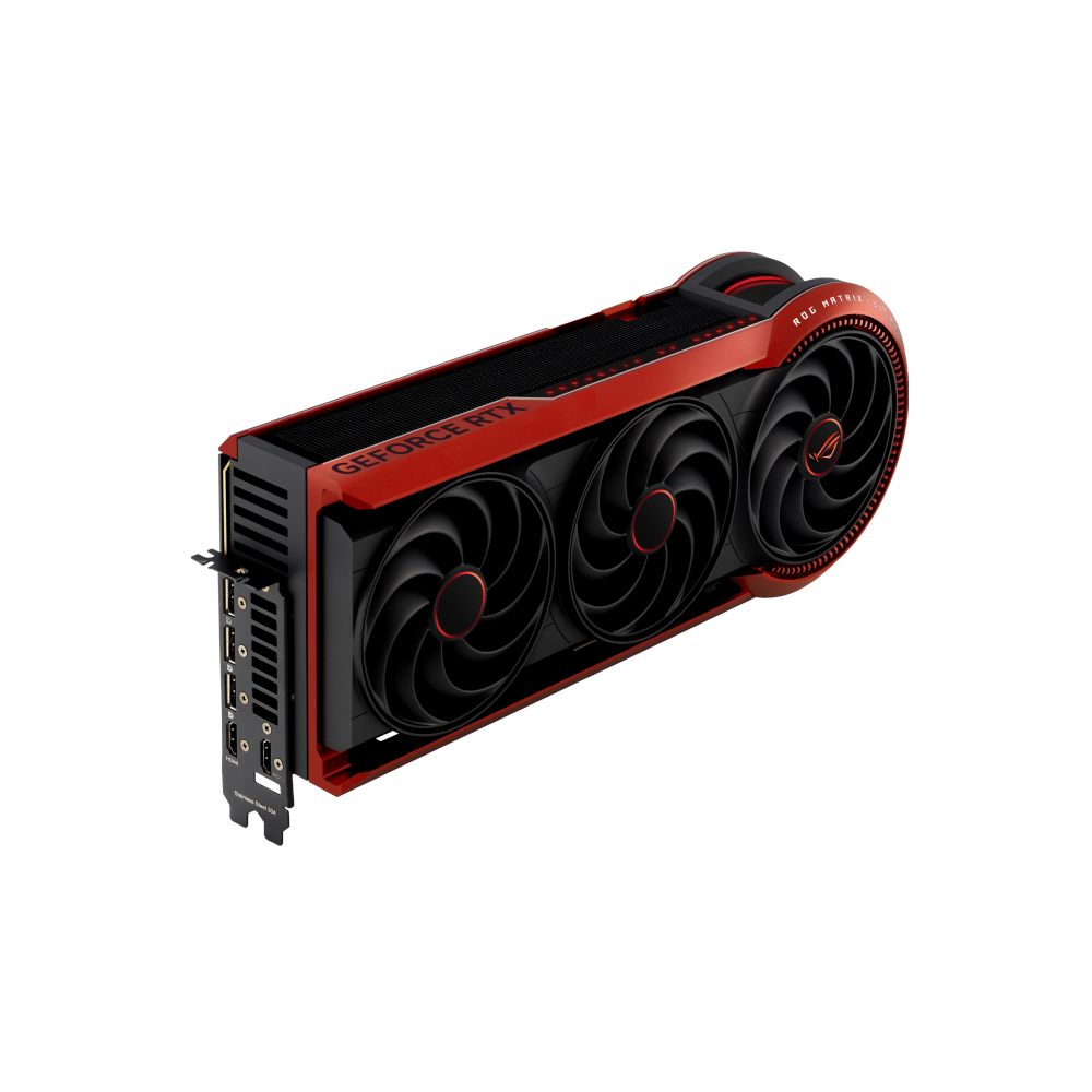 A large main feature product image of ASUS GeForce RTX 5090 ROG Matrix 32GB GDDR7